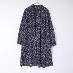 ショッピングリバティ 【美品】ティヤマイパリ  t.yamai paris *リバティプリントギャザーシャツワンピース*1ネイビー花柄(33-2511-151)【11L52】