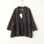 ショッピングエヴァ 【2025/定価2.4万】エヴァムエヴァ evam eva *コットンギャザーカーディガン*M黒ブラックシャツブラウス(33-2512-252)【60A62】