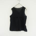  Margaret Howell MARGARET HOWELL * хлопок безрукавка тянуть over *2V шея хлопок хлопок чёрный черный (4-2506-57)[02G52][22G52]
