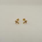 フランシスロビンソン Frances Robinson *ビジュー×K18 十字架ピアス*ゴールドアクセサリー0522【82F22】