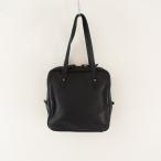 【美品】ヤマート Yammart *square-hand-bag カウレザースクエアハンドバッグ*黒ブラック牛革ボストン手提げトートかばん1221【62L12】