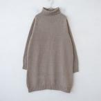 【美品】アーメン ARMEN *ウールニットタートルネックワンピース*3ベージュセーター無地チュニック(j33-2512-419)【11A62】