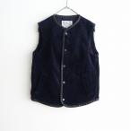 ショッピングコーデュロイ オールドマンズテーラー R&D.M.Co- *コーデュロイ前開きベスト*Sスナップボタン綿コットン紺ネイビー裏地付(j4-2509-76)【32J52】