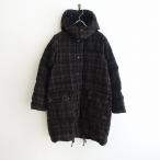 //アーメン ARMEN *ウールブレンドチェック柄フーデッドダウンコート*ジャケット中綿ブラウンブラック毛混(jk1-2312-205)【82L32】