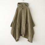 //【定価3.9万】アーメン ARMEN *モールスキンポンチョ*1綿カーキグリーンフーディ比翼ボタン羽織サイドZIP(jk2-2310-102)【42J32】