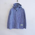 //【定価1.6万】快晴堂 *ギンガムチェックフーディジャケット*2コットンリネン青×白フードフラップポケット(jk2-2402-52)【52B42】