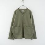 ショッピングprit プリット prit *ノーカラージップアップカットソージャケット*オリーブグリーンパッチポケットストレッチ(jk2-2509-356)【02J52】