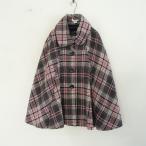 s чай b до nSteve Madden * проверка пончо пальто *M/L шерсть шерсть . лиловый серия перо тканый внешний верхняя одежда (jk25-2510-771)[72K52]