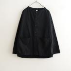 ショッピングprit プリット prit *コットンノーカラーシャツブルゾン*綿薄手羽織上着カーディガントップス長袖ブラック(jk27-2511-2)【60L52】