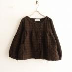 ショッピングARMEN アーメン ARMEN *ウールチェックギャザージャケット*ブラウスシャツ長袖ロングスリーブブラウン(jk33-2212-160)【62L22】