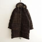 アーメン ARMEN *ウールツイード ダウンコート*茶色ブラウンチェック毛アウタージャケット(jk85-2509-74)【61J52】