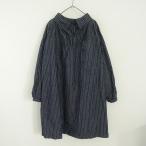 オーギャルソン AU GARCONS *ストライプシャンブレーギャザーチュニックワンピース*ネイビーコットン長袖(k2-2511-527)【32L52】