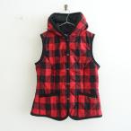 ショッピングラベンハム ラベンハム LAVENHAM *ブロックチェックキルティングフーデッドベスト*38ウール混アウター羽織り赤黒(kjk1-2512-300)【31A62】