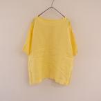 【美品/定価1.5万】アーメン ARMEN *ボートネックハーフスリーブリネンブラウス*0シャツ麻イエロー(m1-2408-324)【91I42】