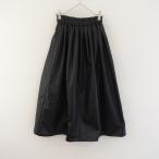 ショッピングsk2 サードマガジン THIRD MAGAZINE *フェイクレザーギャザーロングスカート*2ブラックポリエステル裏地腰ゴム(sk2-2509-158)【20J52】