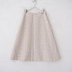 【定価5.2万】ミナペルホネン mina perhonen *tambourine 刺しゅうスカート*36毛麻混ベージュセミフレア(sk25-2512-277)【60A62】
