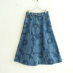 ショッピングマリメッコ マリメッコ marimekko *UNIKKO デニムスカート*34コットン綿混ロングフレアインディゴ染めブルー(sk27-2601-132)【42B62】