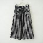 マガリ MAGALI *ウールブレンドギンガムチェックロングスカート*ブラックライトグレーウエストゴム(sk33-2601-667)【82B62】