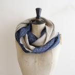  Kapital KAPITAL * общий рисунок вязаный шарф снуд * темно-синий × бежевый тубус форма muffler перо тканый шаль плечо ..(st25-2308-92)[61I32]