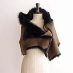 Karl donohyu-KARL DONOGHUE * мутон шарф снуд * чёрный × Brown деформация кожа мех перо тканый накидка плечо . шаль (st25-2410-124)[90K42]