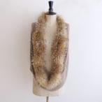 du-zi M Class DEUXIEME CLASSE * кашемир мех енота шарф снуд * чай Brown вязаный перо ткань 1222(st84-2212-161)[10A32]