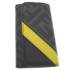 [. талант головной офис ]FENDI Fendi диагональный 6 полосный 7AP011A9XS чехол для ключей покрытие парусина черный мужской DH85807