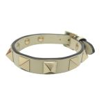 [. талант головной офис ]Valentino Garavani Valentino *galava-ni блокировка заклепки ZW230255VIT браслет кожа слоновая кость DH90377