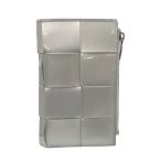 ［飯能本店］BOTTEGA VENETA ボッテガヴェネタ イントレチャート 二つ折りウォレット 二つ折り財布 エナメル シルバー系 DH90916