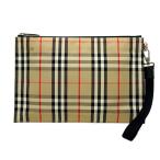 [. талант головной офис ]BURBERRY Burberry noba проверка клатч парусина оттенок бежевого женский * мужской DH91469