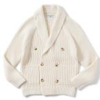 ショッピングショール GRAN SASSO グランサッソ ジーロンラムズウール ニット ダブルブレステッド ショールカラー カーディガン 13183-25072 WHITE