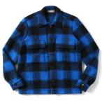 ショッピングSALE品 GUY ROVER ギローバー ウール・ポリエステル ジャージ バッファローチェック CPO シャツ ジャケット GR313-552701 BLUE×BLACK