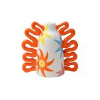 QUE RICO ケリコ ベルギー製   ニコラス ベラノ バイブス デザイン花瓶 フラワーベース 花瓶 陶器 セラミック 立体ウェーブデザイン フラワーモチーフ カラフル