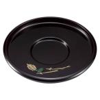 会津漆器 茶托 丸皿/ 黒 4.2雅茶托 松