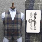 英国生地　[Harris Tweed]ハリスツイード　ベスト　日本製　[A体][AB体]対応　茶系　大格子　５釦　秋冬物　オッドベスト　HTV-J004