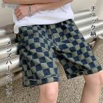 ハーフパンツ メンズ デニム ショートパンツ ゆったり 半ズボン チェック柄 イージーパンツ 五分丈 短パン 夏 男性 5分丈パンツ ビーチウェア リゾート