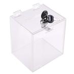 アクリル 鍵付き  募金箱／貯金箱／チャリティーBOX／貴名受／アンケート回収／W12cm クリア