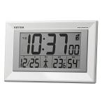 ショッピング目覚まし時計 リズム時計 目覚まし時計 電波時計 掛時計 置き時計 掛置兼用 温湿度計付 フィットウェーブD204 8RZ204SR03