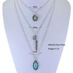 Yahoo! Yahoo!ショッピング(ヤフー ショッピング)ターコイズ ネックレス 3連（シルバー）リゾート ウェスタン エスニック ネックレス　ボヘミアン イミテーションアクセサリー