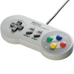 新品 送料無料 バッファロー SFCコントローラー風 USBゲームパッド グレー BUFFALO スーパーファミコン スーファミ SNES BSGP810GY