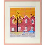 はりたつお レンガ工場と銀杏の木 額縁サイズ： 四つ切（424×348mm） 大額