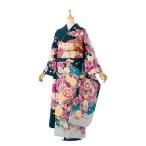 【2〜12月】正絹振袖|着物レンタル|153〜165cm|振袖フルセット(緑系)|普通サイズ 6S745