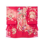 5n91 絽 正絹 御所車 熨斗に彩花〔産着レンタル〕正絹 絽〔お宮参り〕簡単着せ方マニュアル 産着 赤ちゃん着物 女の子用 夏用産着