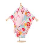 七五三着物　3歳[式部浪漫]被布 セット 水色×ピンク　E-H-338C