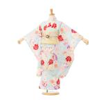 レンタル着物|5歳女の子|花うさぎ|105〜115cm|七五三着物レンタルフルセット(水色系)|女の子(五歳) HAP5005