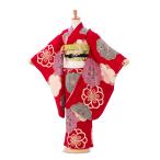 七五三 着物 7歳 フルセット　七五三7歳着物　七五三 レンタル 7歳 女の子 送料無料　簡単な着付け方マニュアル付｜ e-7-032 紅一点 正絹         古典柄 レトロ