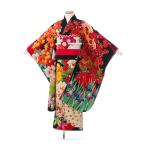 七五三 着物 7歳 フルセット　簡単な着付け方マニュアル付｜九重×中村里砂|七五三着物レンタルフルセット(黒系)|女の子(七歳)　E-7-188