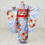 七五三 着物 7歳 フルセット　七五三7歳着物　七五三 レンタル 7歳 女の子 送料無料　簡単な着付け方マニュアル付｜ 7-816 水色地 桜華