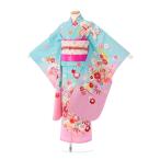 レンタル着物|7歳女の子|115〜125cm|七五三着物レンタルフルセット(水色系)|女の子(七歳) E-7-843