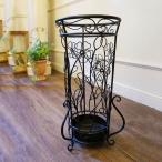 傘立て アンブレラスタンド アイアン 花柄傘立て (丸型 ブラック) インテリア雑貨 おしゃれ 置物 輸入雑貨 アンティーク調 クラシック