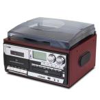 多機能レコードプレーヤー リモコン付き レコード/CD/カセットテープ/FM・AMラジオ/SD/USB MA-90 ローズウッド×シルバー×ブラック AM FM ラジオ